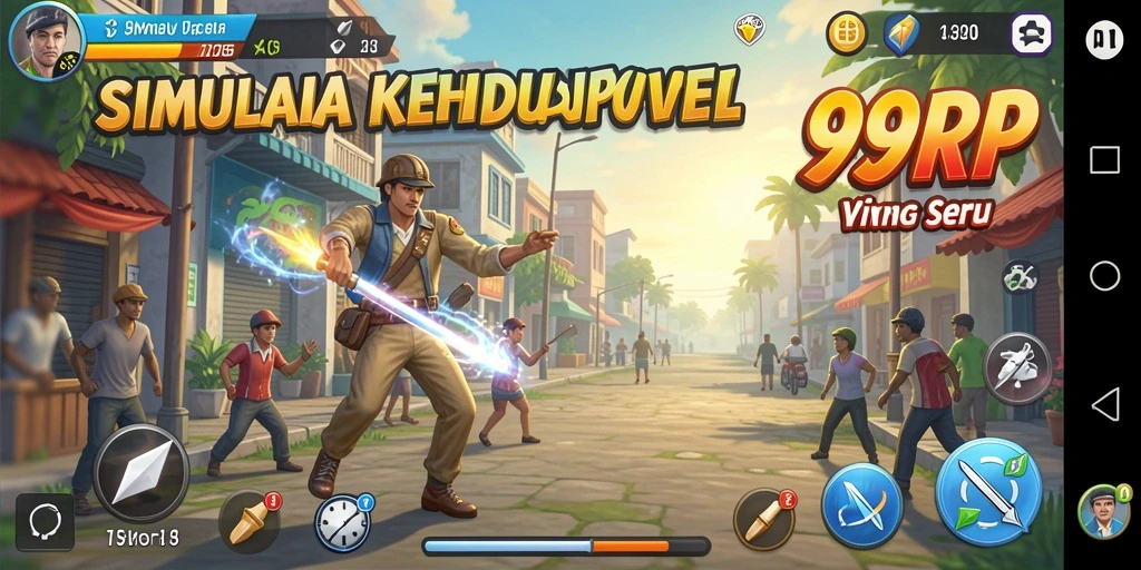 Tampilan gameplay seru dalam 99RP yang penuh warna dan interaksi.