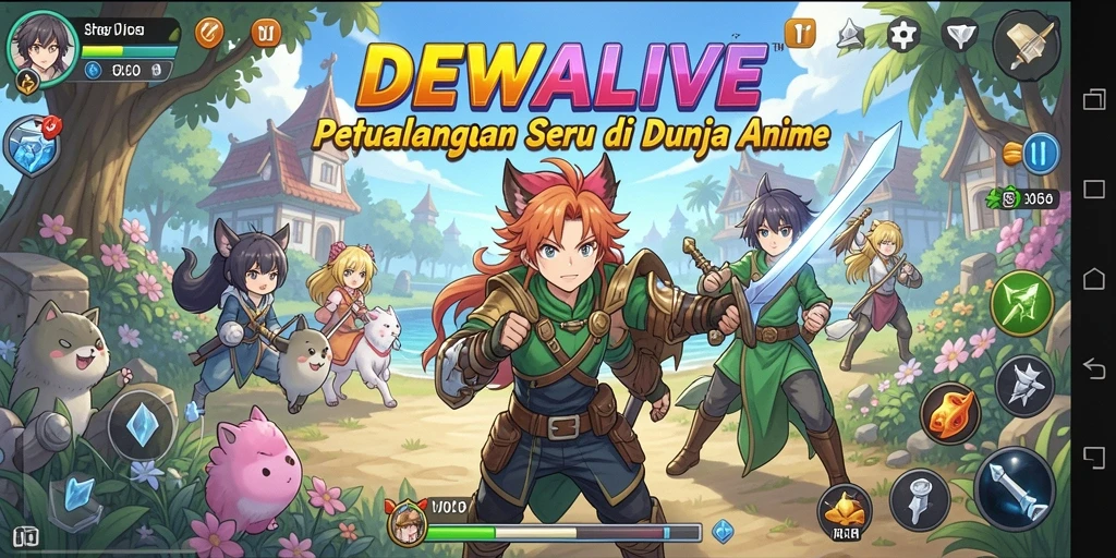 Tampilan gameplay DEWALIVE yang penuh aksi dan warna.