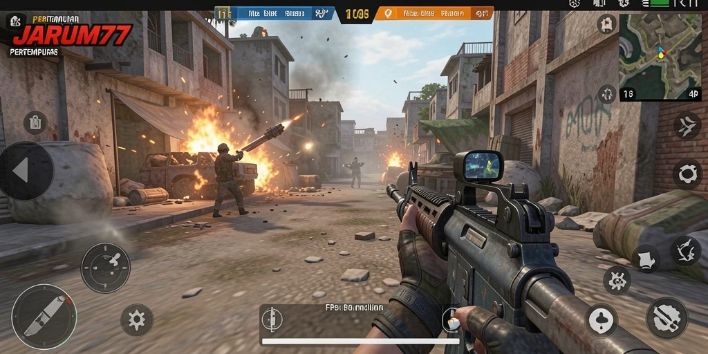 Tangkapan layar utama JARUM77 menampilkan gameplay intens yang memukau.