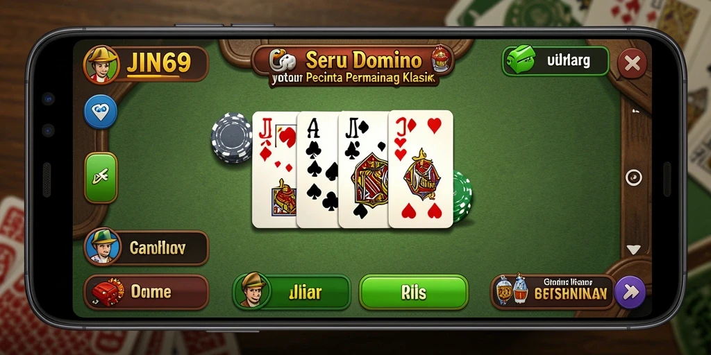Tampilan seru gameplay Domino di JIN69 yang penuh tantangan.