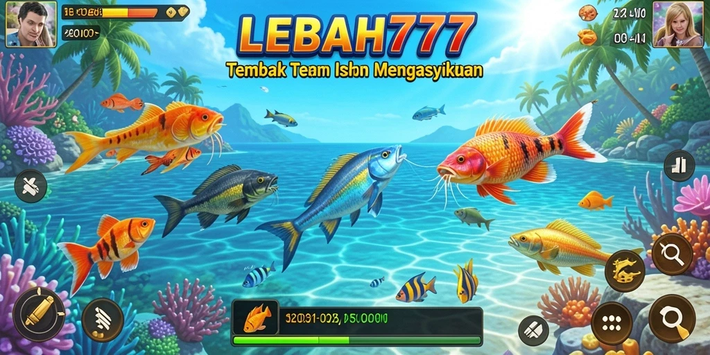 Tampilan gameplay menarik dari LEBAH777 saat menangkap ikan.