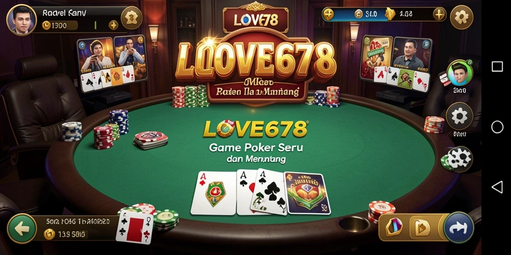 Tampilan gameplay Poker yang menarik dan mendebarkan di LOVE678.
