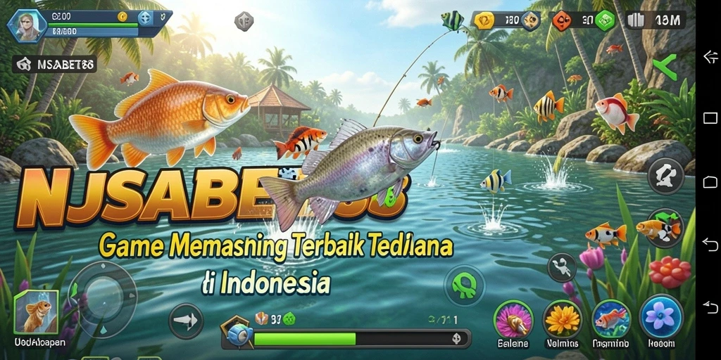 Tampilan gameplay NUSABET88 yang seru dan penuh warna saat memancing.